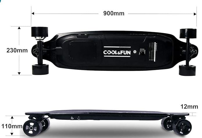 COOL&FUN Elektro-Skate/ Longboard mit Fernbedienung, 400W Brushless Motor, elektrisches Longboard für Erwachsene & Jugendliche /Refurbed nur B2B