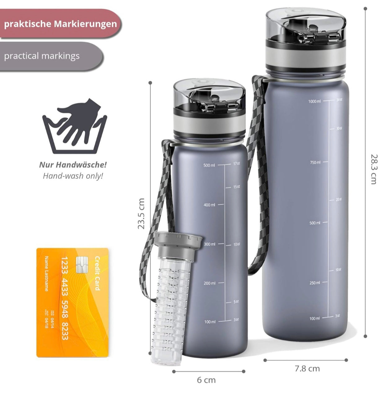 Trinkflasche Tritan EVER FLASK + Frรผchtebehรคlter 1l 500ml