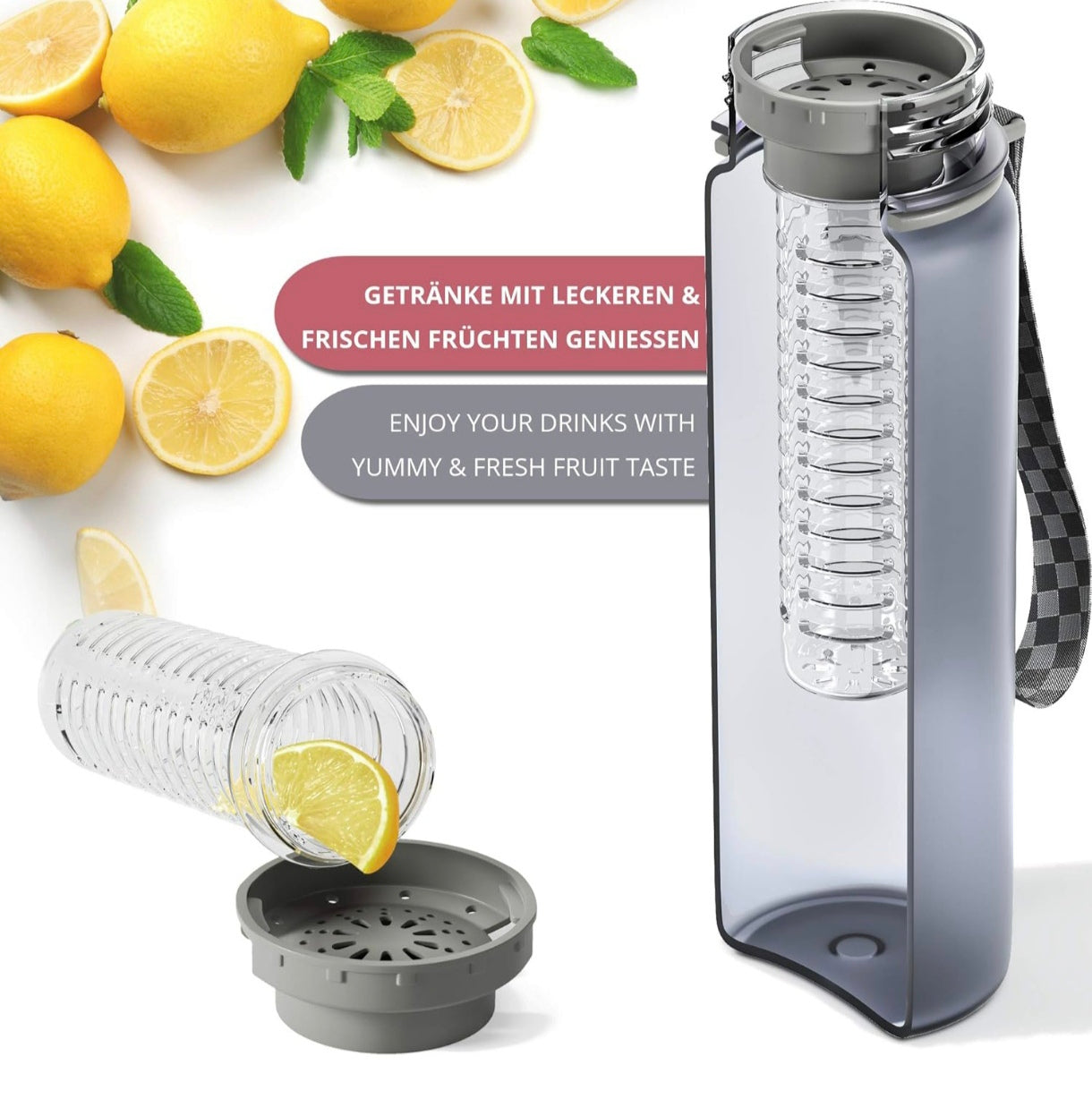 Trinkflasche Tritan EVER FLASK + Frรผchtebehรคlter 1l 500ml