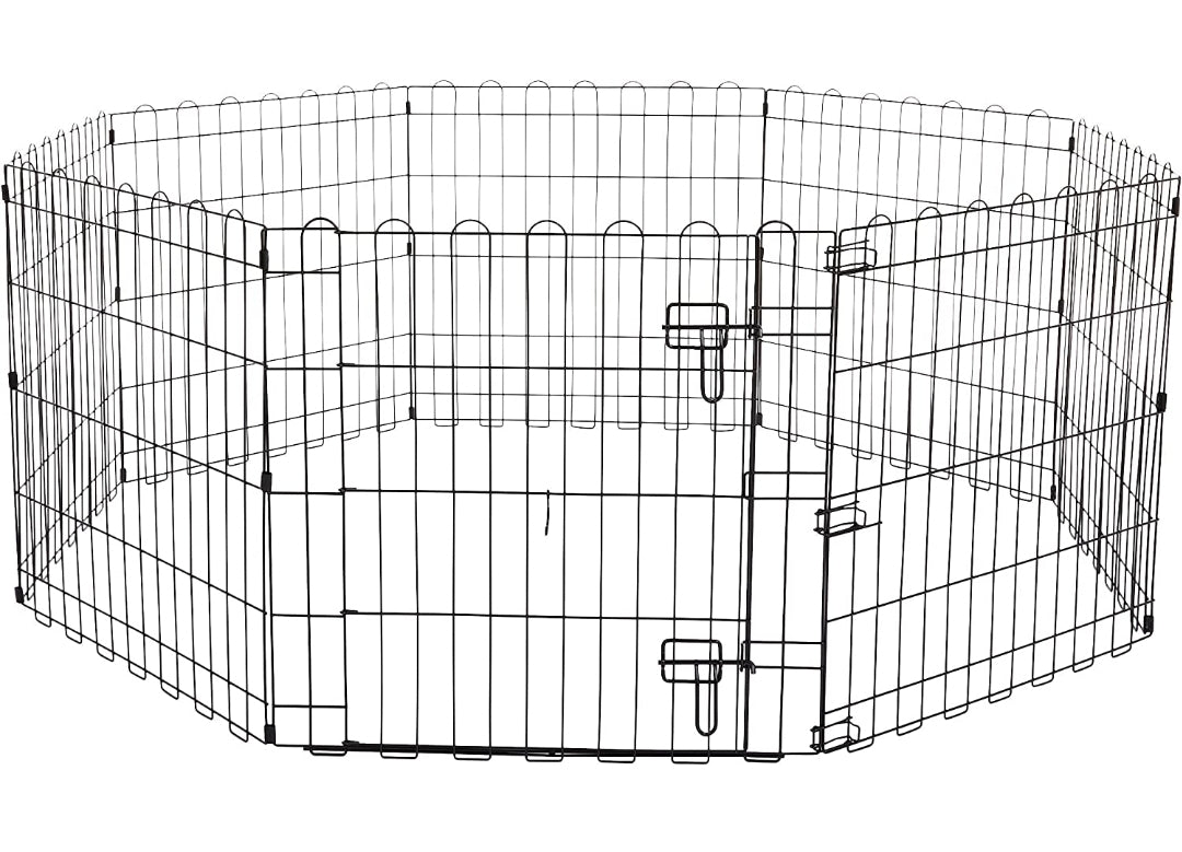 Laufgehege für Hunde und andere Haustiere, faltbar, Metall, mit Tür, 61 cm