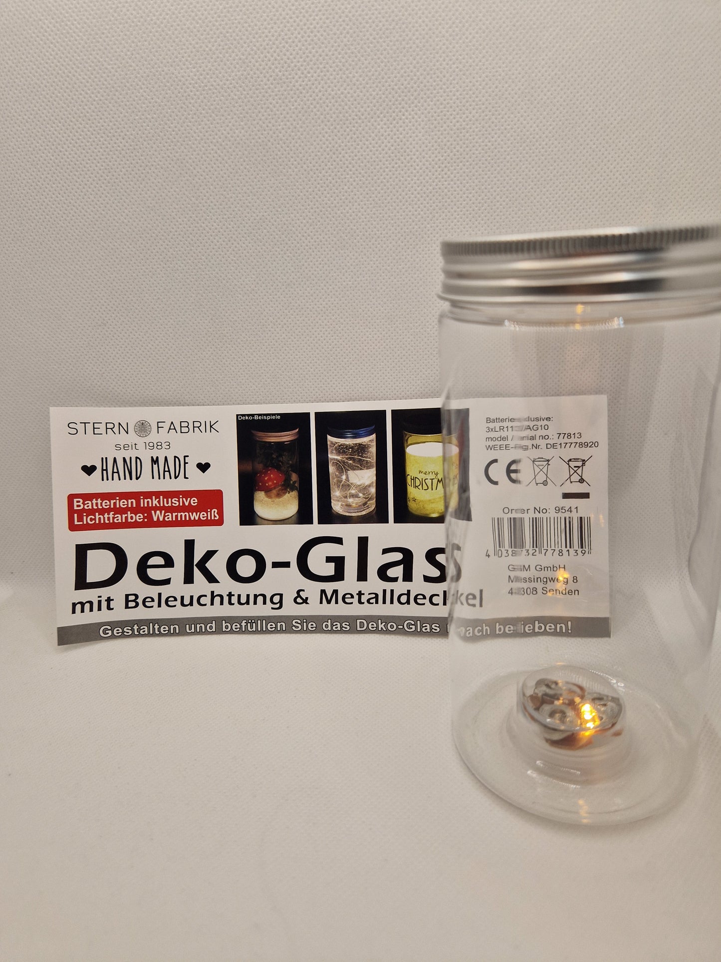Deko-Glas mit LED Beleuchtung von Stern Fabrik