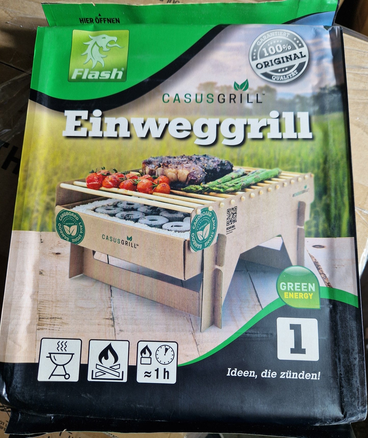 Casus Einweg-Grill, biologisch abbaubar, Mini-Grill: tragbarer und Einweg-Grill, aus natürlichen Materialien, einfach aufzubauen