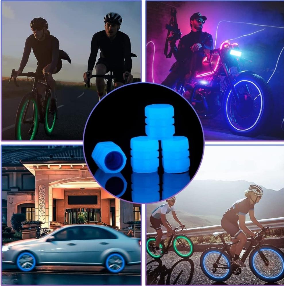 12 Leuchtende Ventilkappen Auto, Fahrrad, Neon Ventilkappen