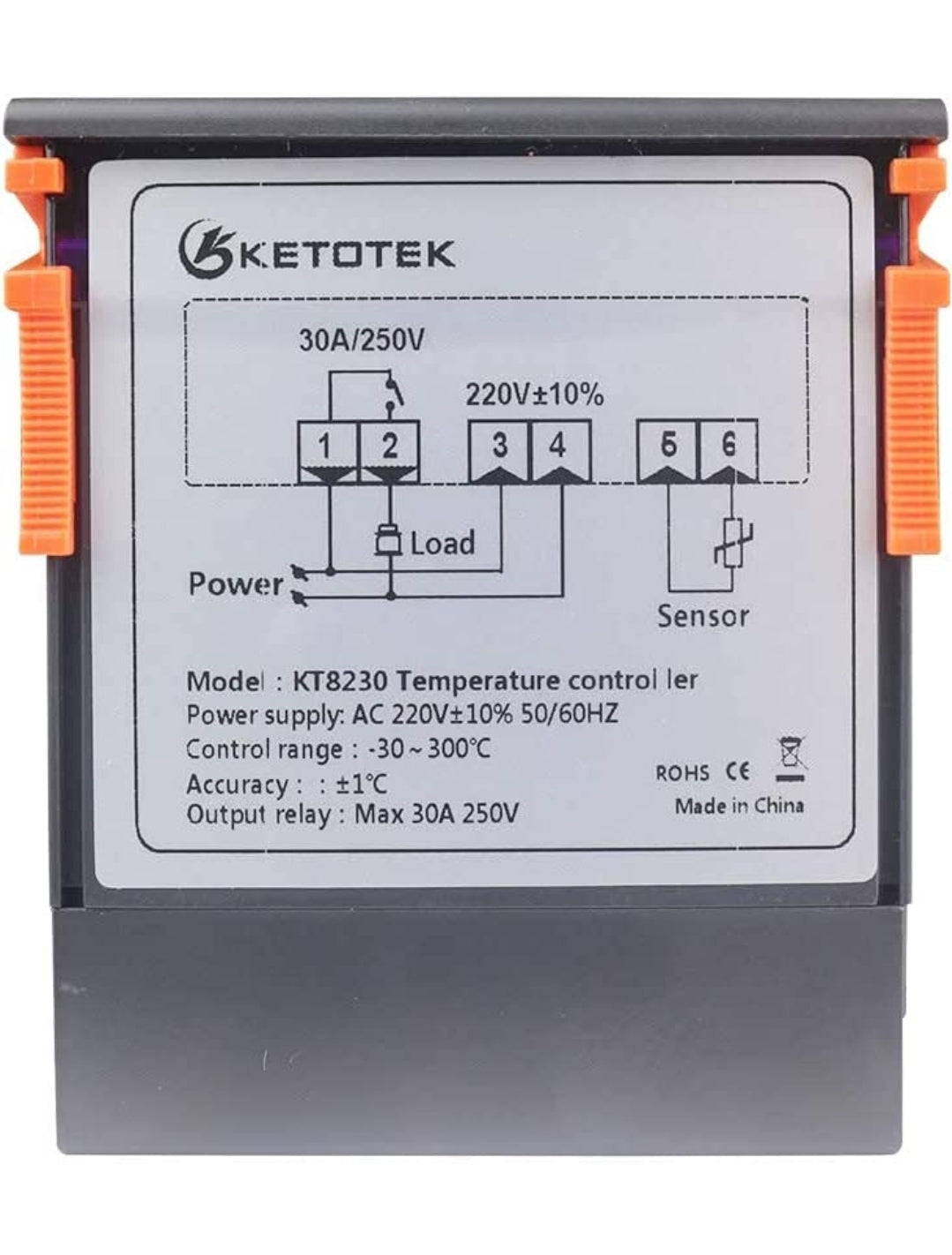KETOTEK Temperaturregler mit Fühler 230V 30A, Digitaler Thermostat